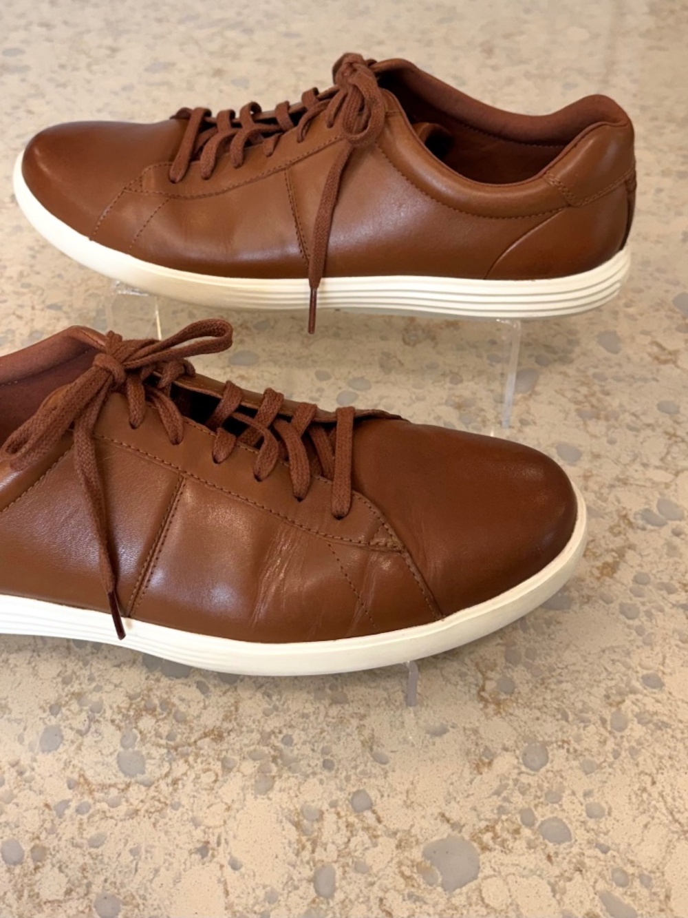 Men's Cole Haan Size 11.5M Cognac Leather Lace Up Sneakers, Arch Support - Picture 3 of 7